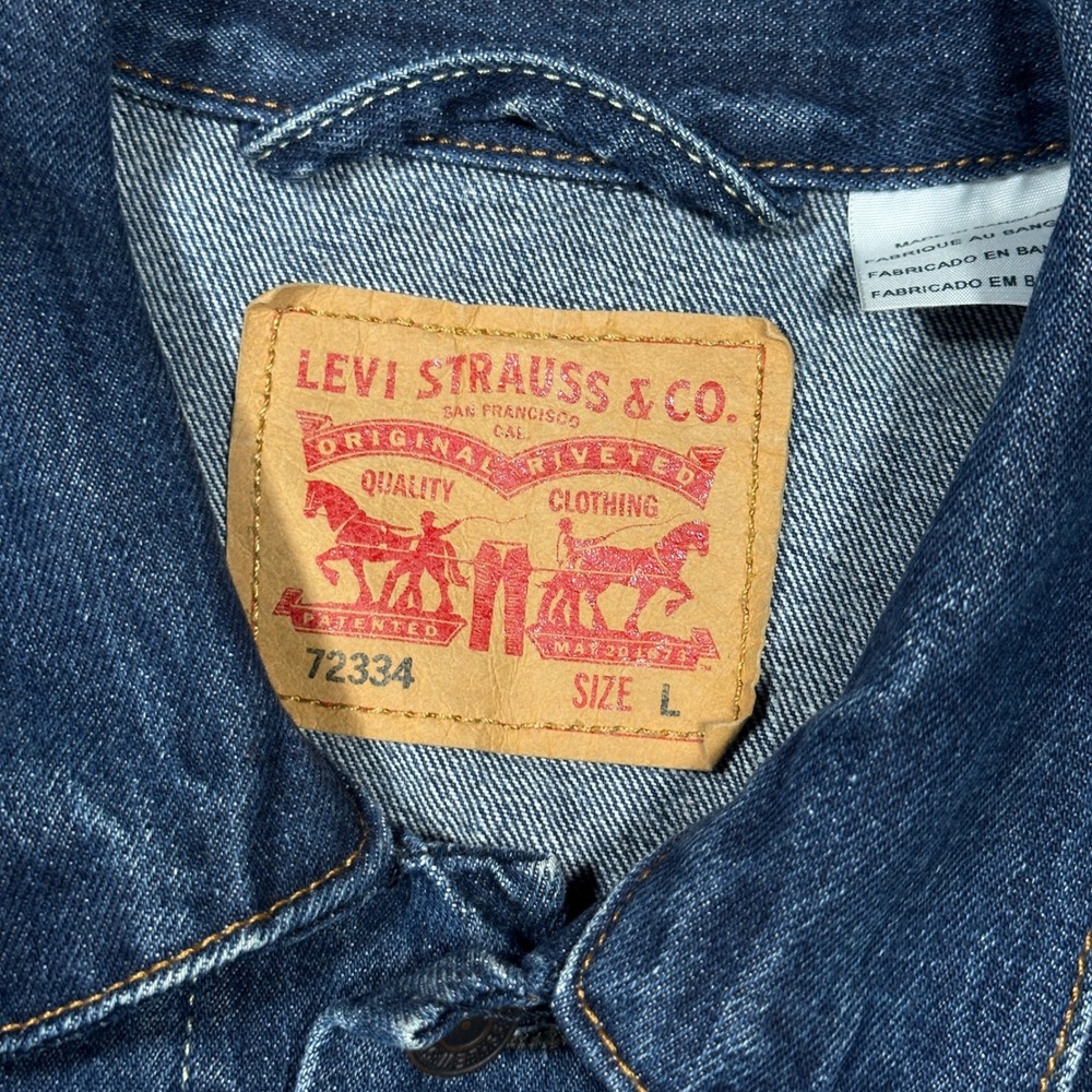 Levi's Type 3 Trucker Jacket Mens Size L Dark Wash Blue Denim 72334 - Picture 4 of 6